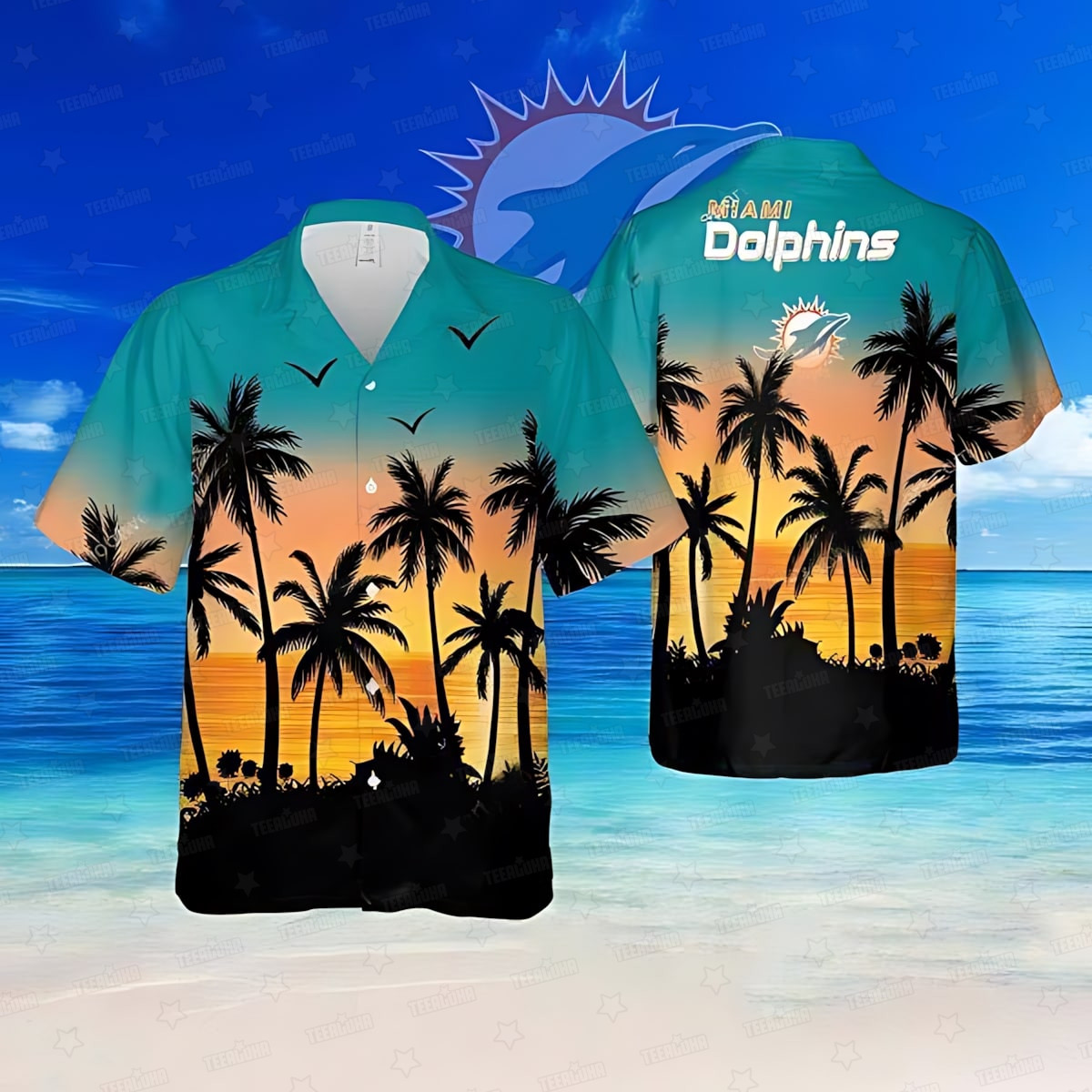 miami dolphins sunset escape hawaiian shirt 0bthp