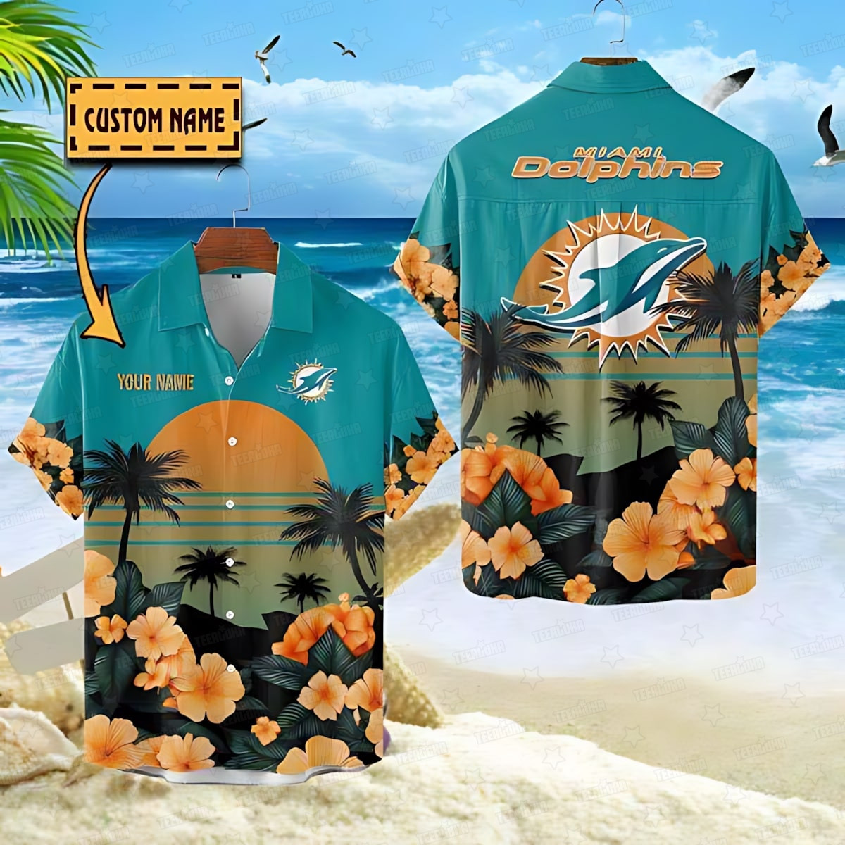 miami dolphins sunset tropical vibes hawaiian shirt yy6kk