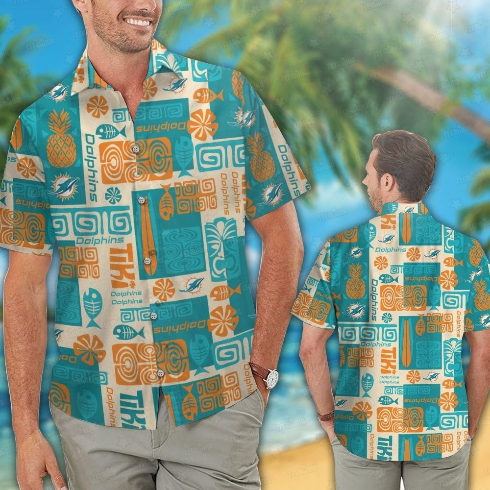 miami dolphins tiki vibes hawaiian shirt hgwgp