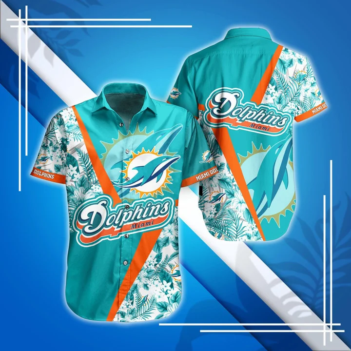 miami dolphins tropical burst hawaiian shirt qamzq