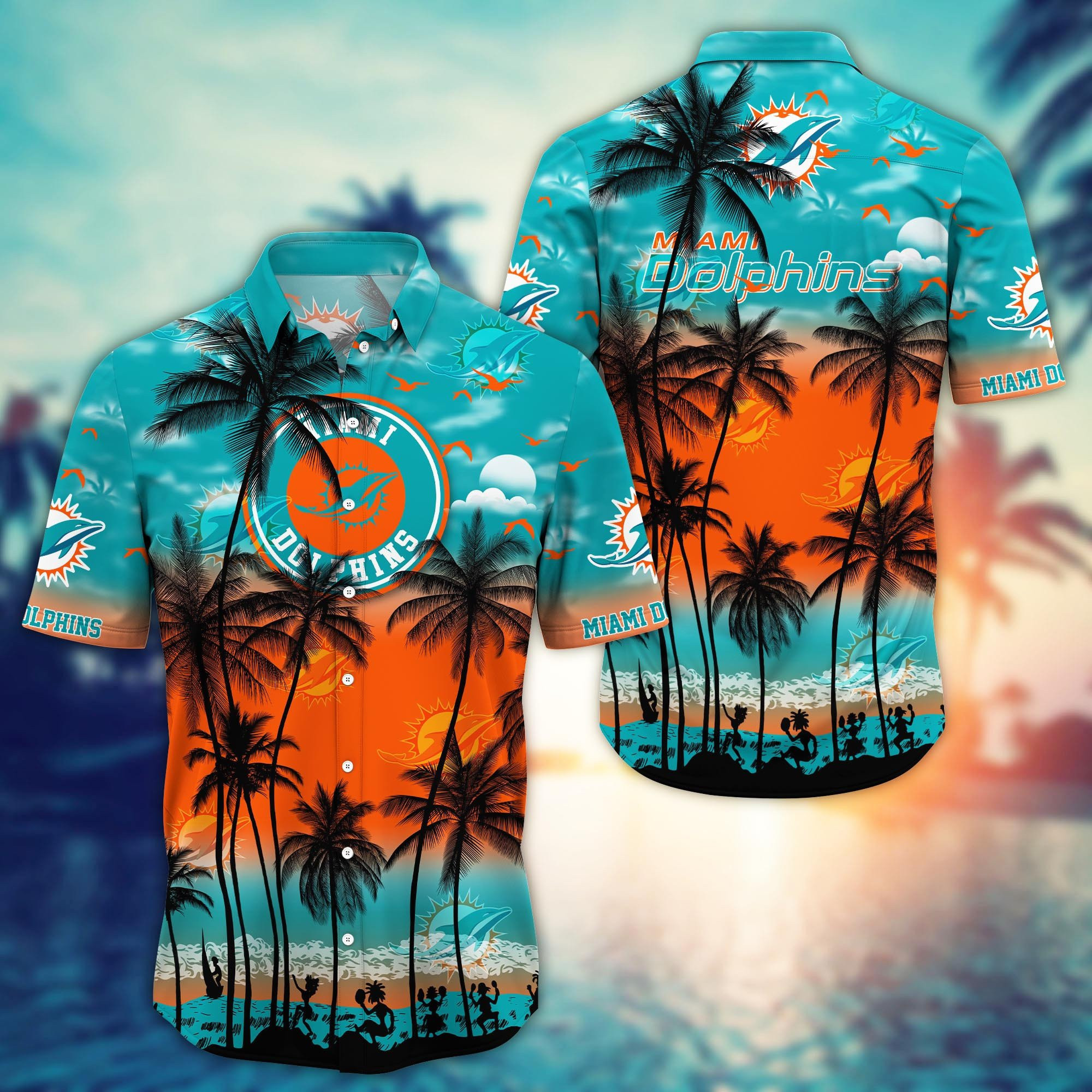 miami dolphins tropical horizon hawaiian shirt is7kv