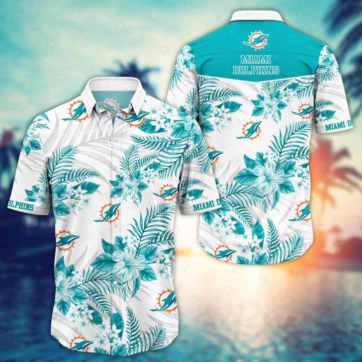 miami dolphins tropical white floral hawaiian shirt kt01u