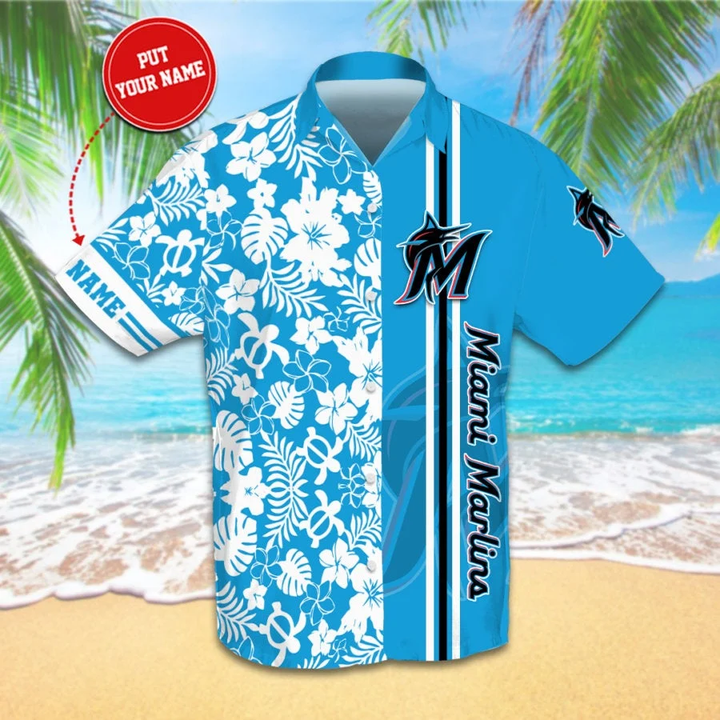 miami marlins ocean breeze custom hawaiian shirt b69u3