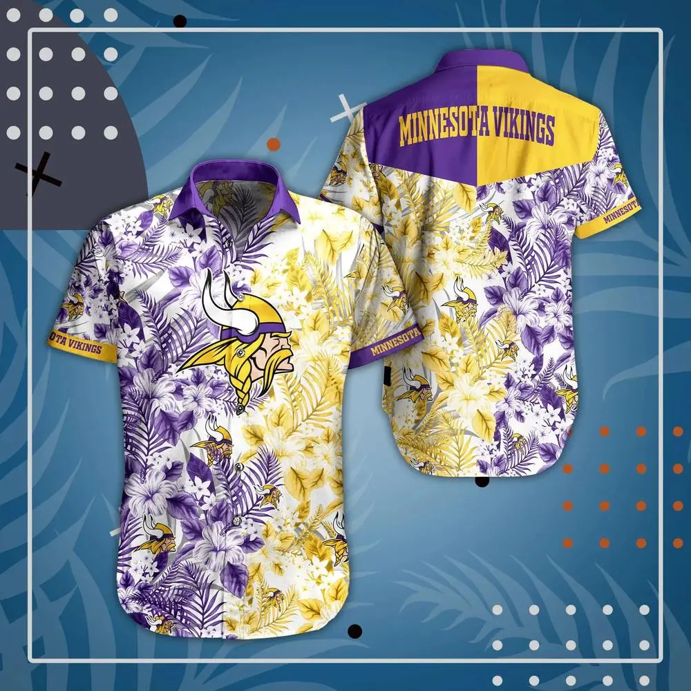 minnesota vikings floral burst hawaiian shirt in35h