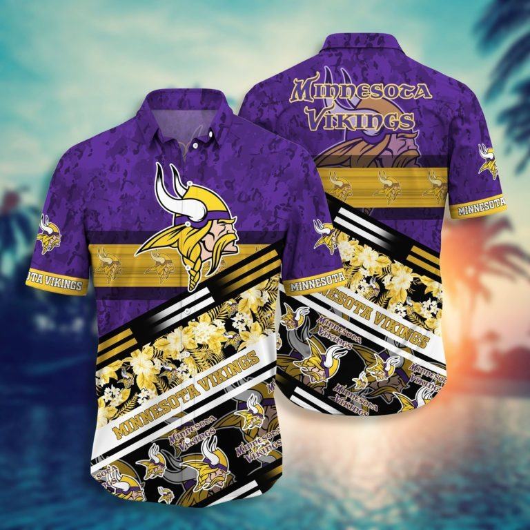 minnesota vikings floral stripes hawaiian shirt d9ub4