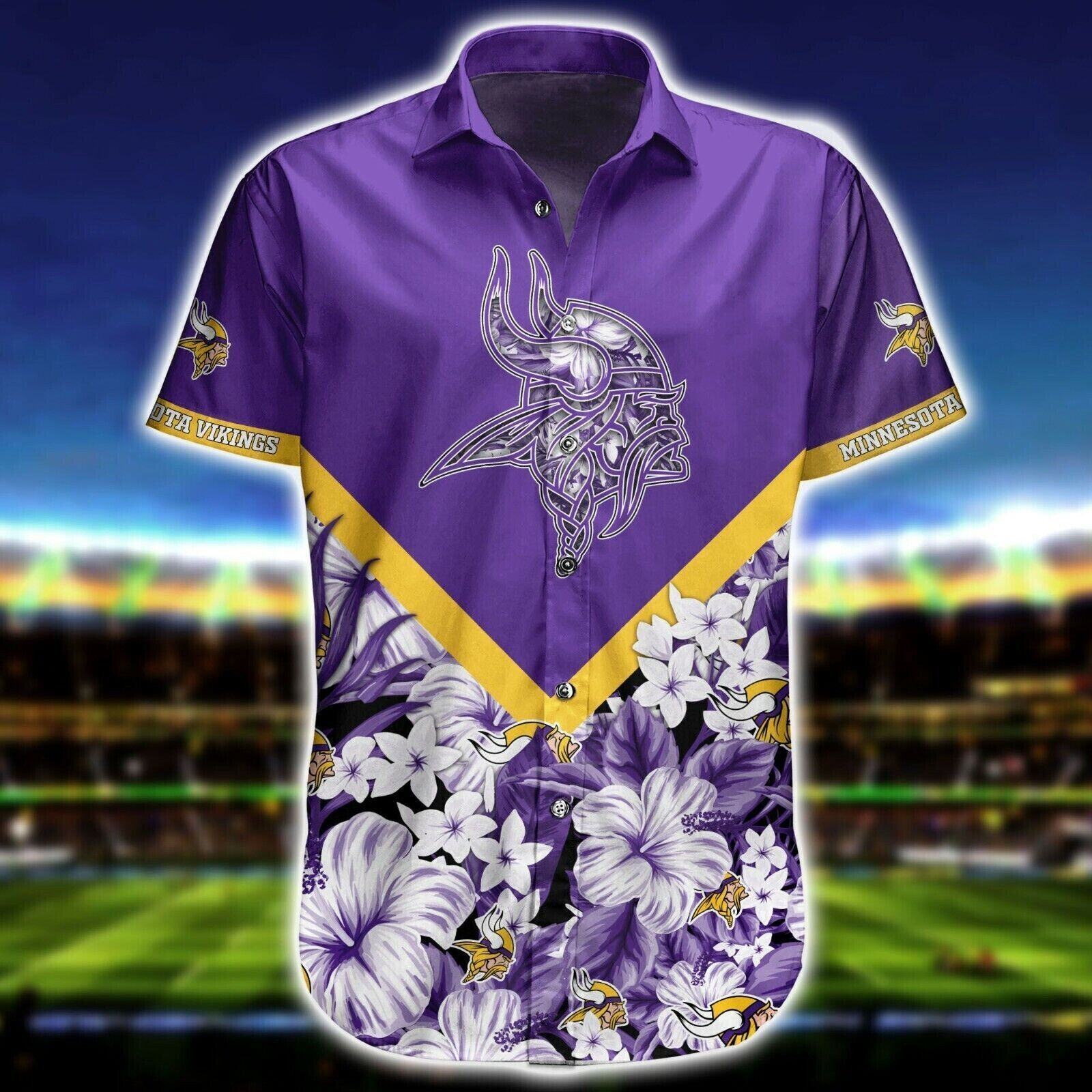 minnesota vikings floral warrior hawaiian shirt 390c2