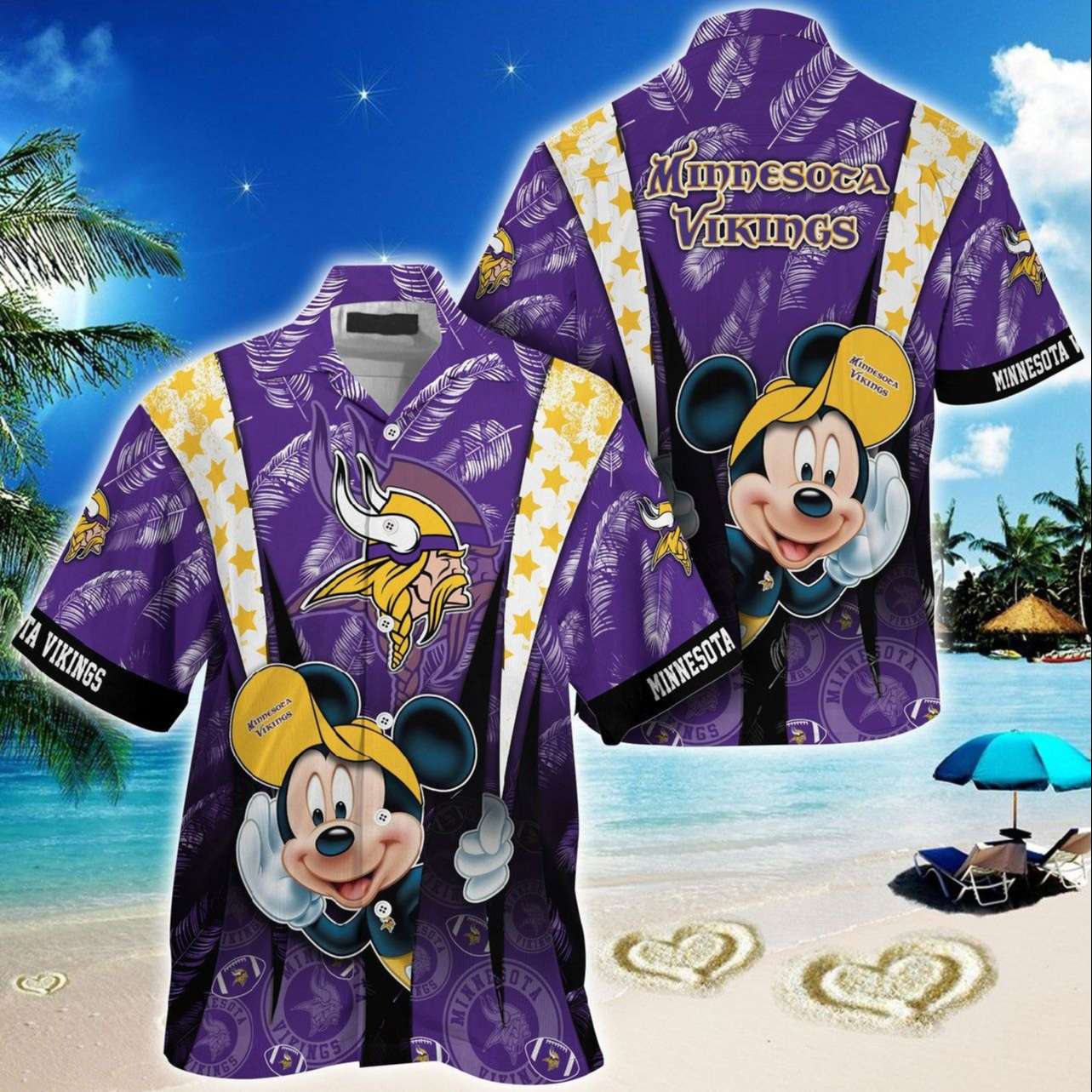 minnesota vikings mickey beach bash hawaiian shirt rew2m