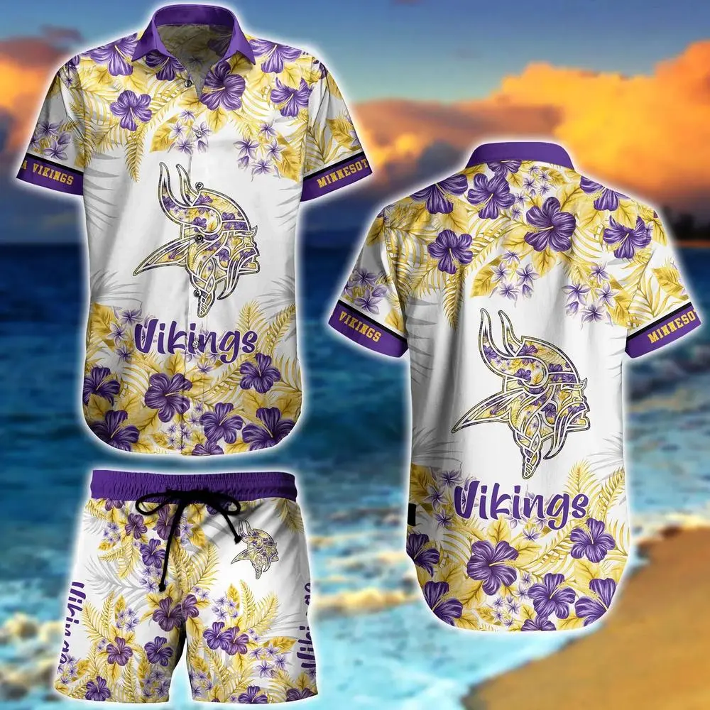 minnesota vikings ocean breeze hawaiian shirt