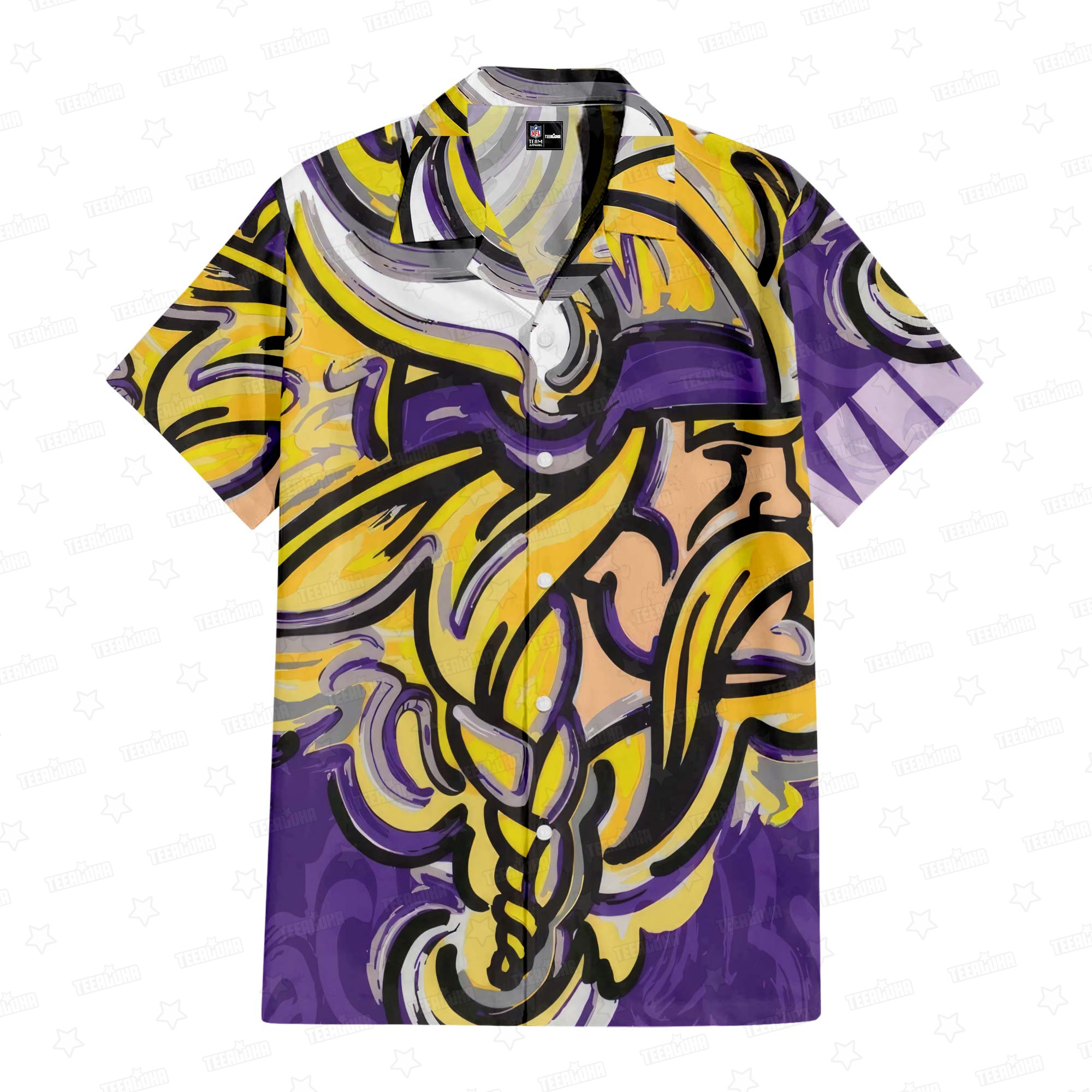 minnesota vikings oil painting art print hawaiian shirt rzy4n