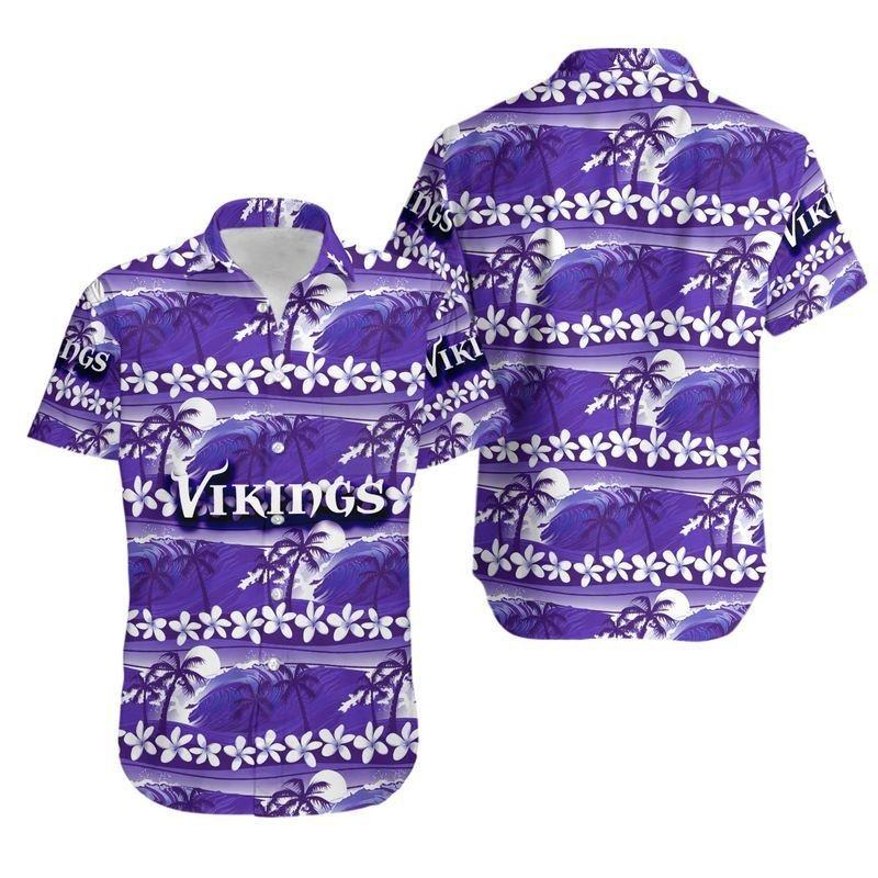 minnesota vikings palm waves hawaiian shirt