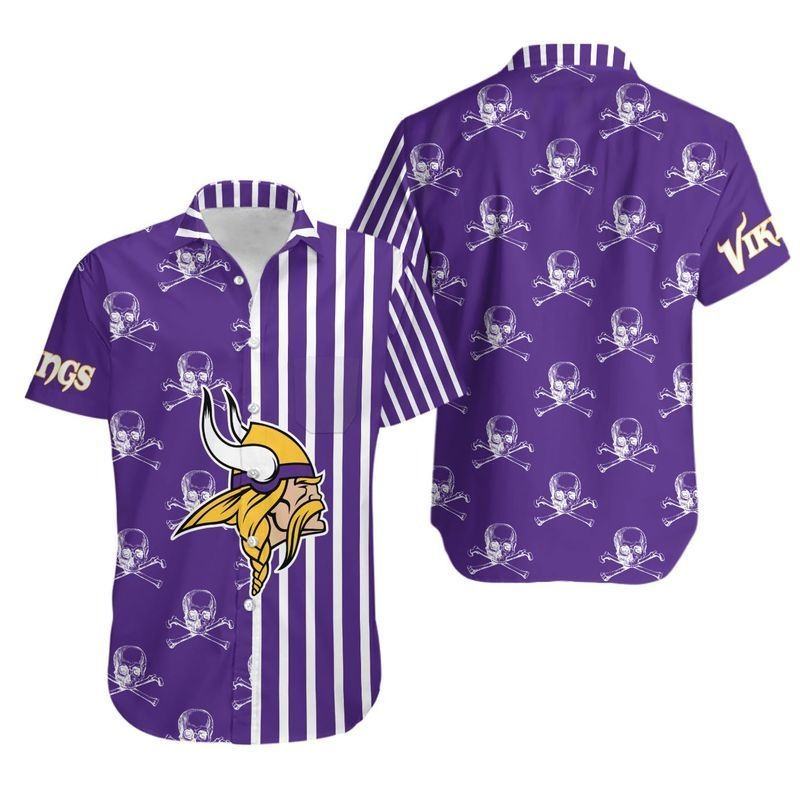 minnesota vikings pirate stripe hawaiian shirt