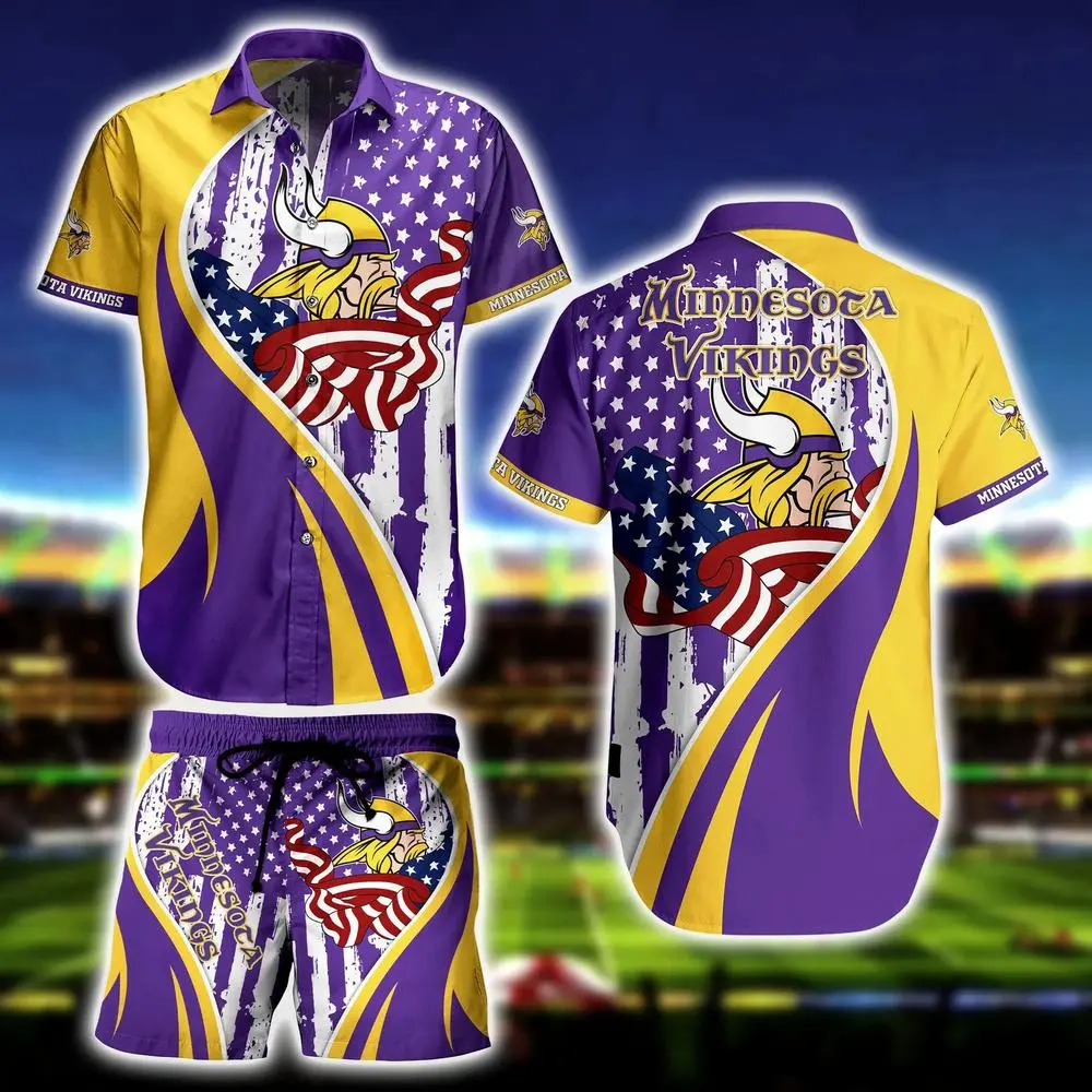 minnesota vikings stars and stripes hawaiian set 8qcn4