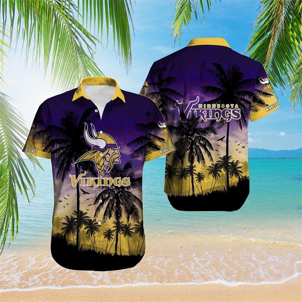 minnesota vikings sunset shadows hawaiian shirt