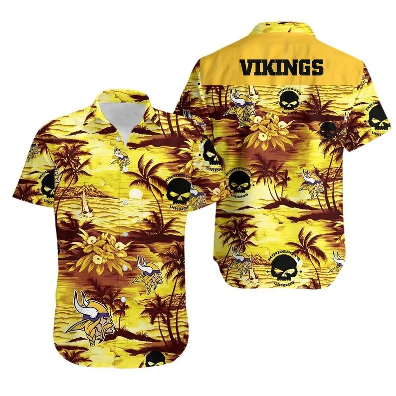 minnesota vikings tropical sunset hawaiian shirt