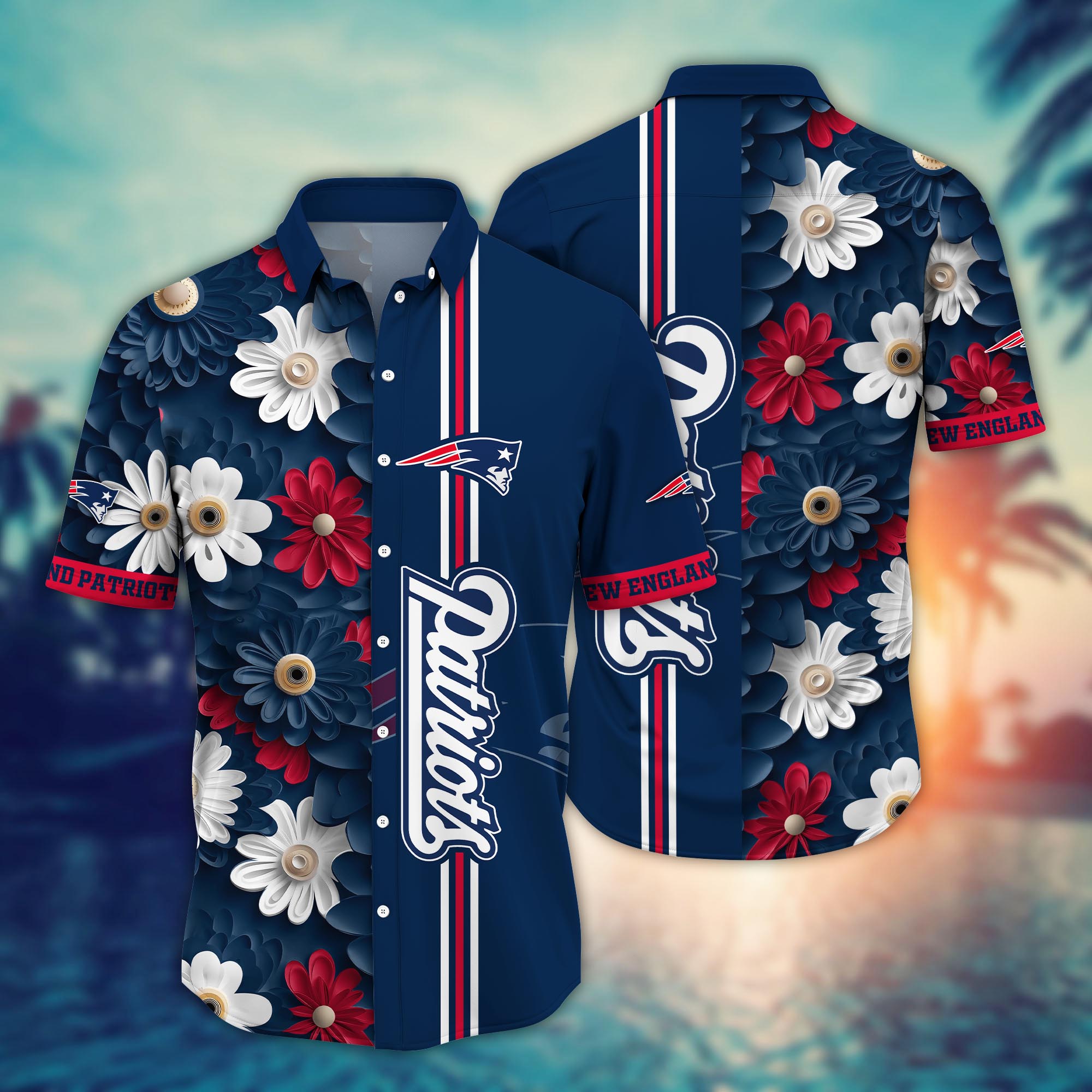 new england patriots island style hawaiian shirt