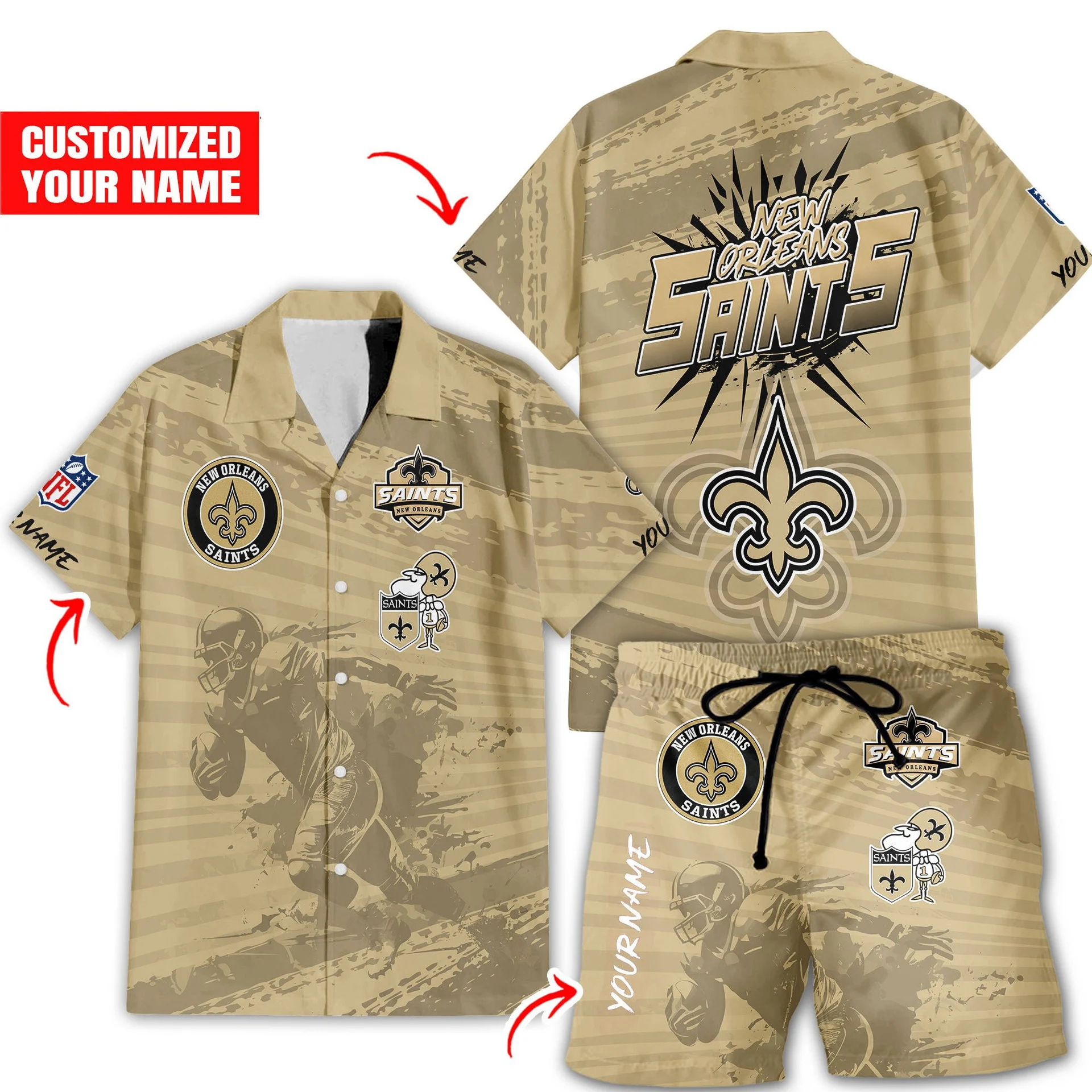 new orleans saints custom blitz hawaiian set ekvqo