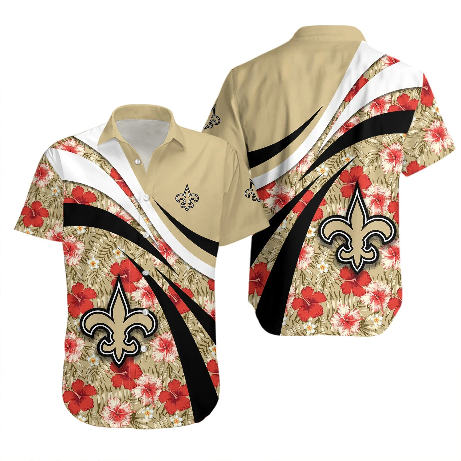 new orleans saints hibiscus breeze hawaiian shirt 85tzl