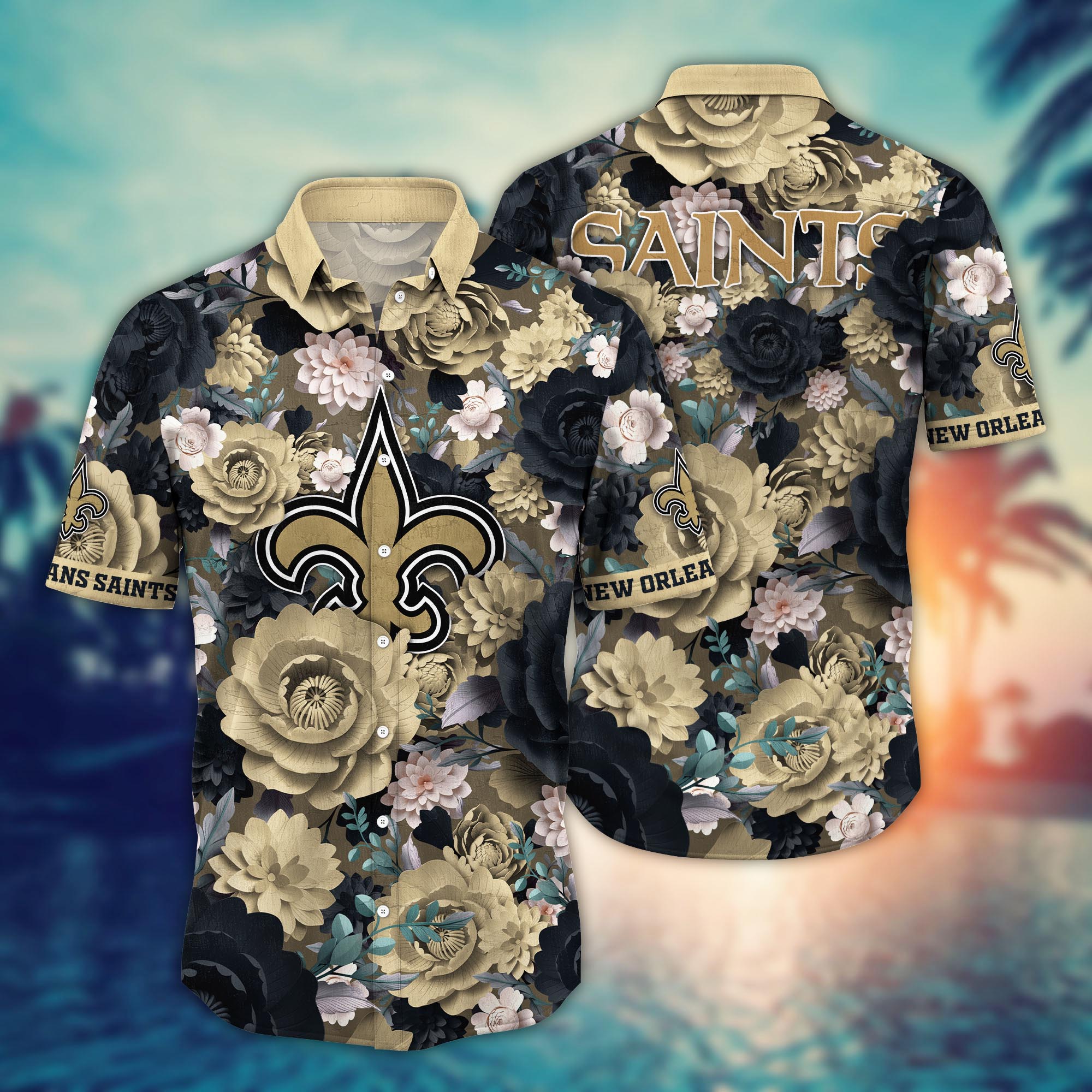 new orleans saints noir bloom hawaiian shirt nn92e