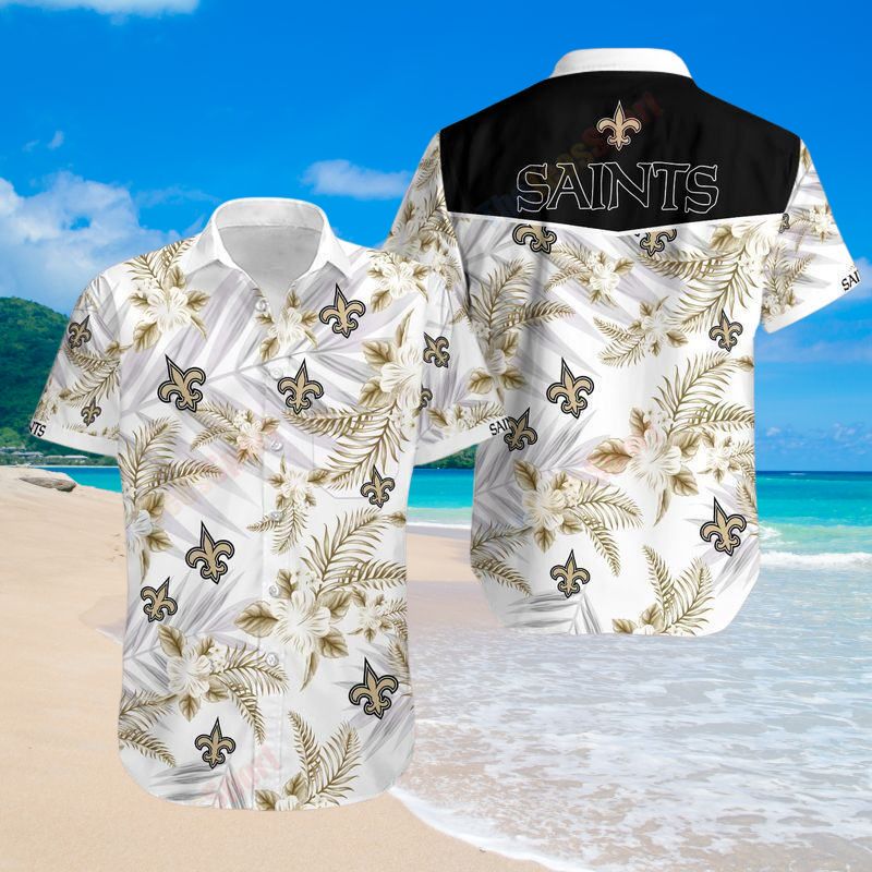 new orleans saints tropical fleur hawaiian shirt