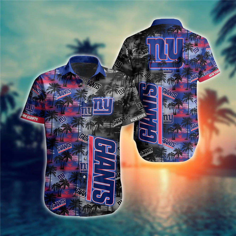 new york giants tropical sunset hawaiian shirt qz21d