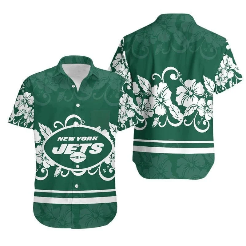 new york jets tropical hibiscus hawaiian shirt 858dl