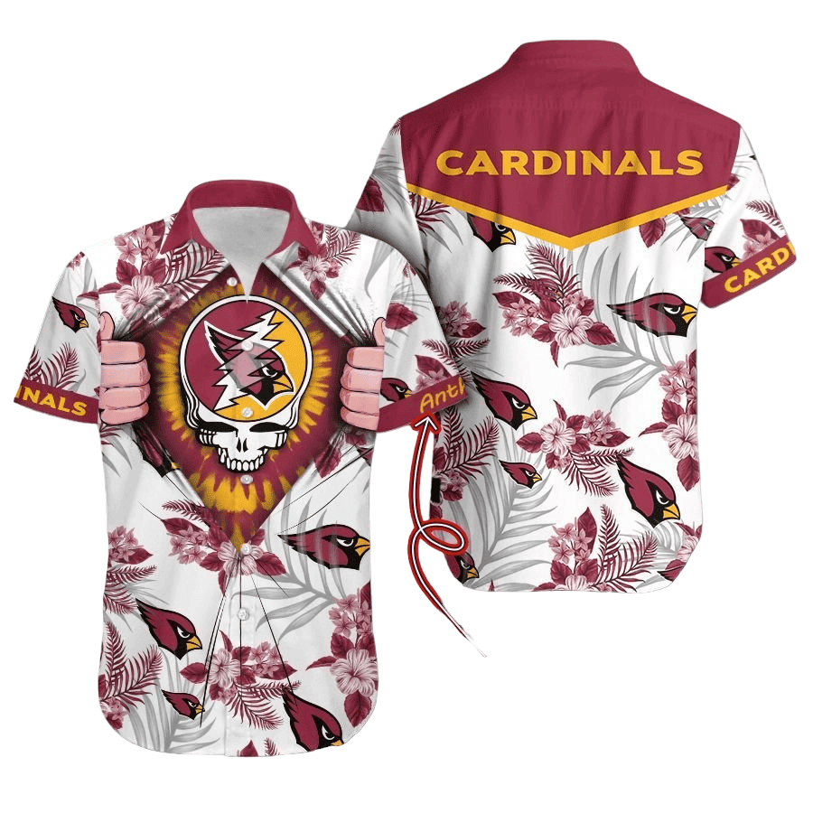 personalized arizona cardinals skull bloom hawaiian shirt alhpy