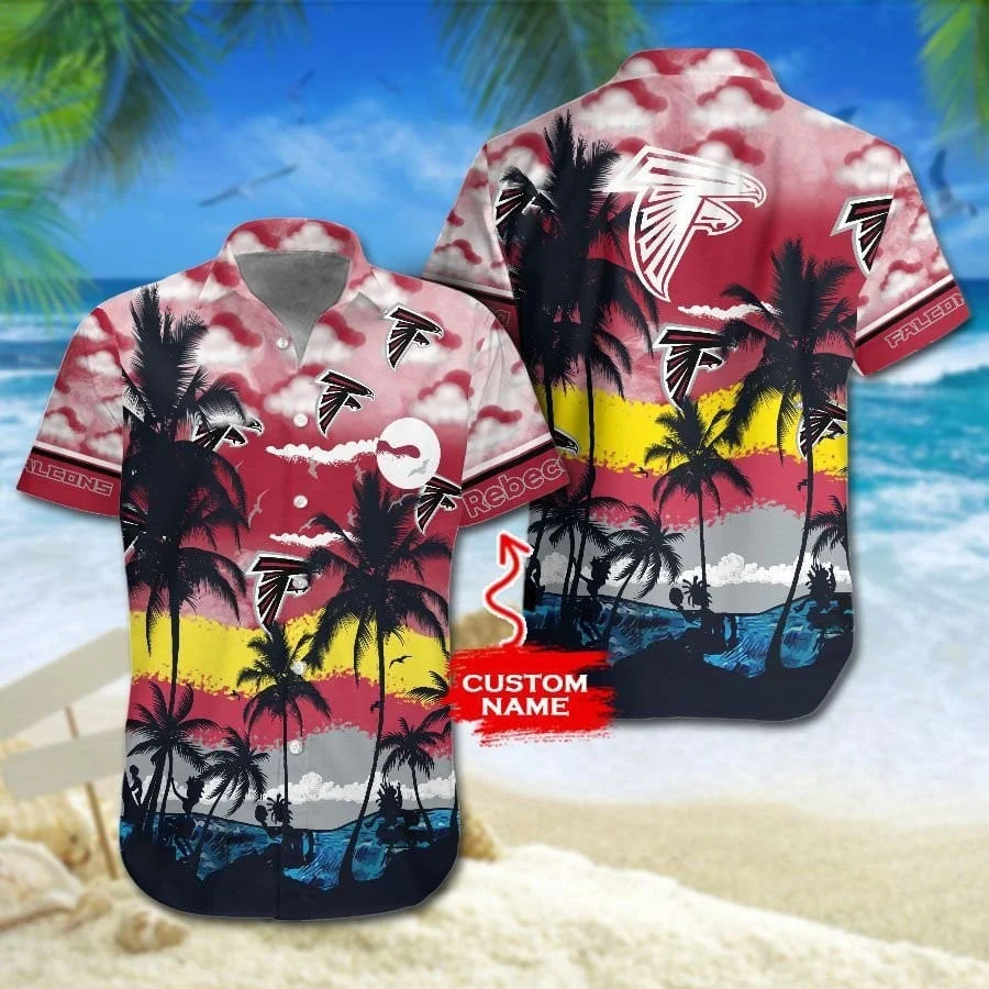 personalized atlanta falcons sunset palms hawaiian shirt cmjna