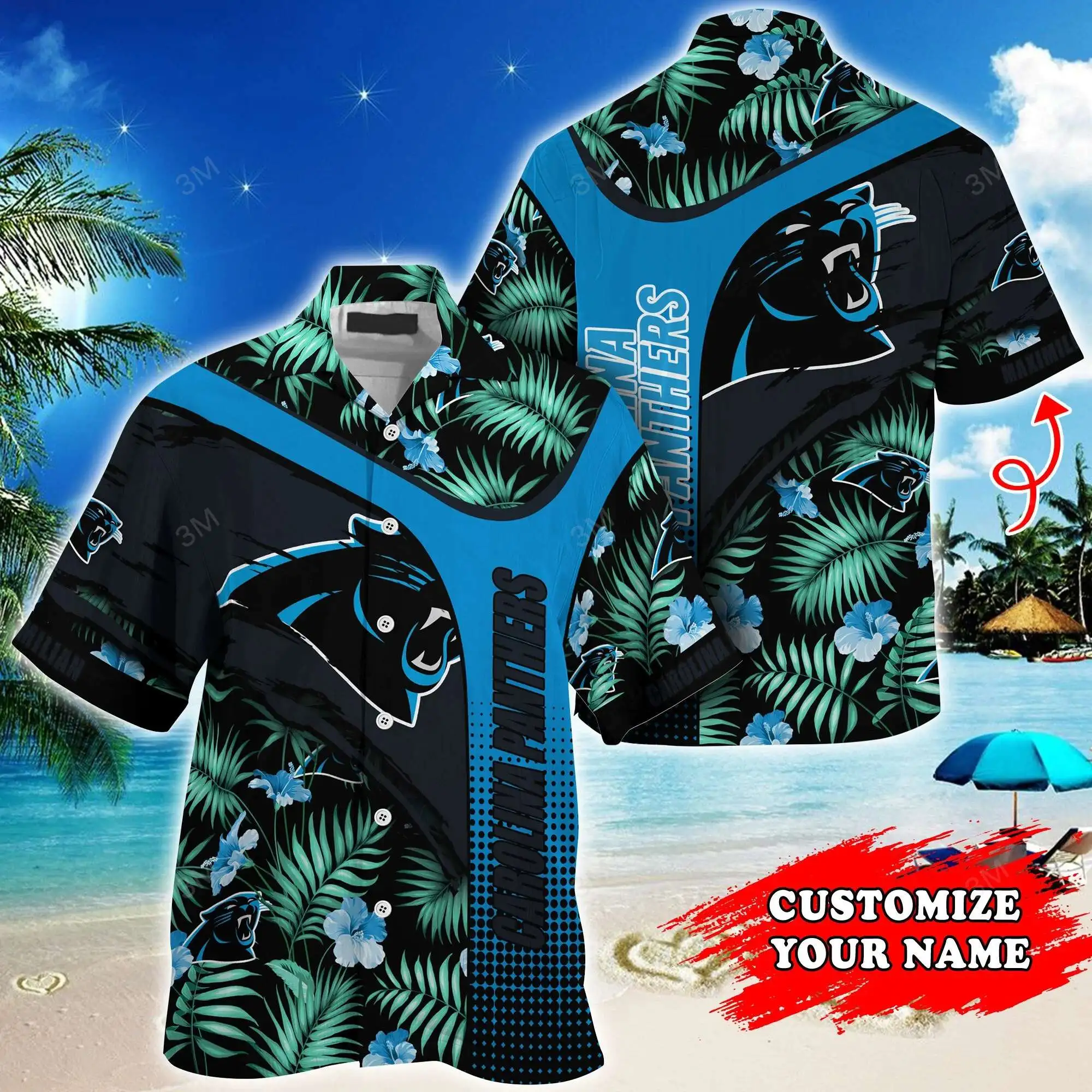 personalized carolina panthers panther paradise hawaiian shirt 6rhpo