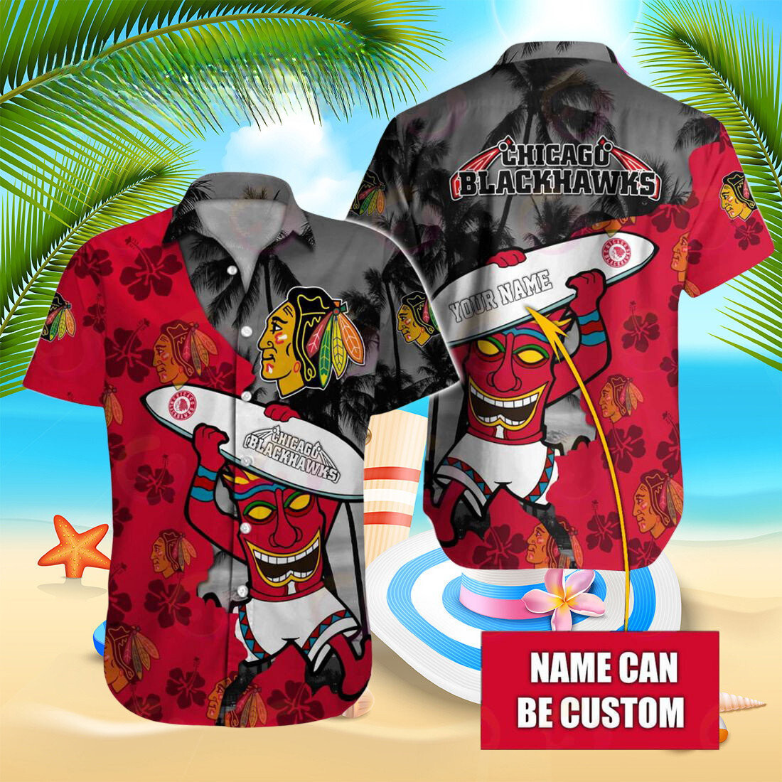 personalized chicago blackhawks surfing spirit hawaiian shirt vf6km