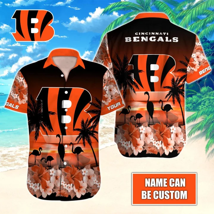 personalized cincinnati bengals flamingo paradise hawaiian shirt l6wqy