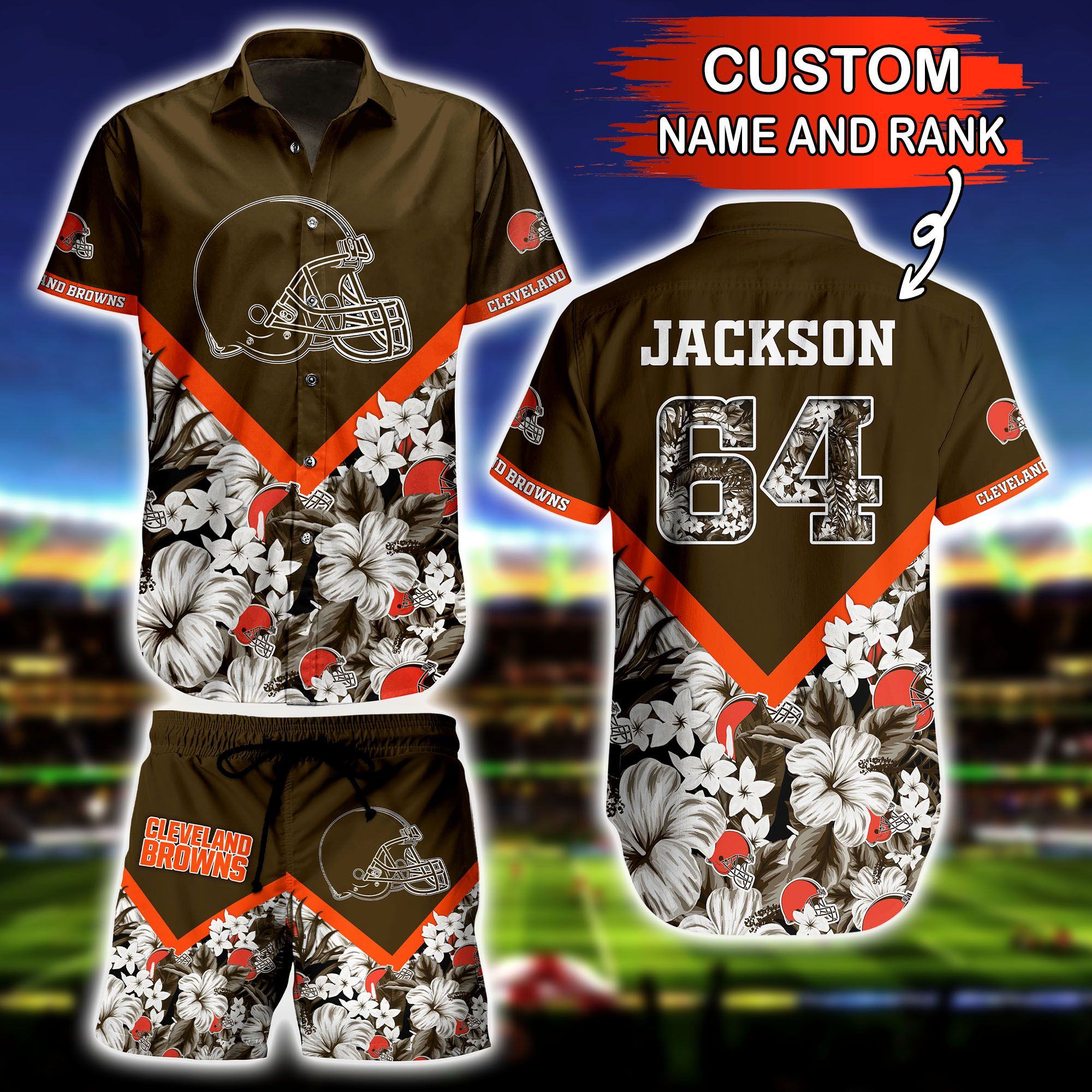 personalized cleveland browns custom floral warrior hawaiian shirt 8vcw8