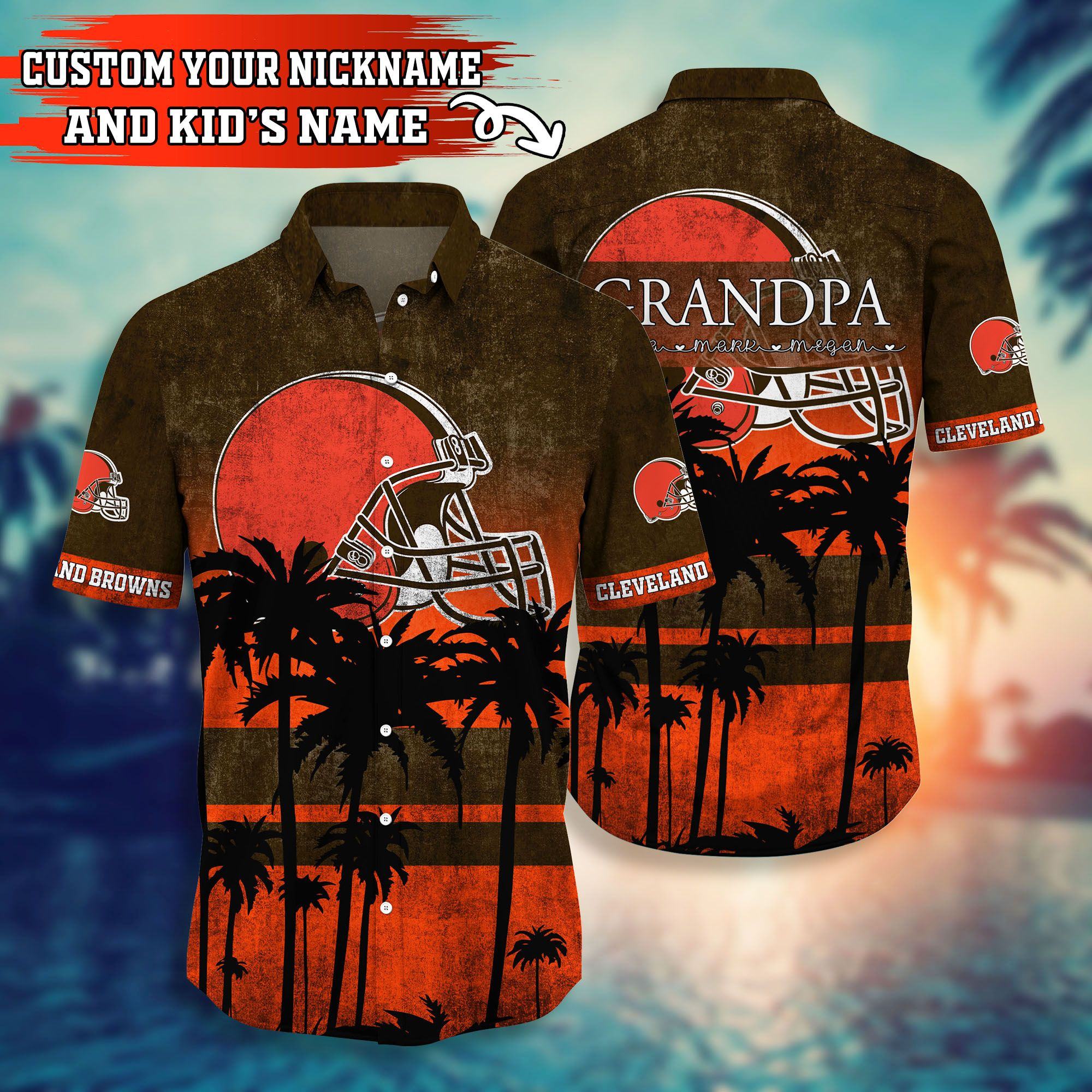 personalized cleveland browns sunset legacy hawaiian shirt rwjgn