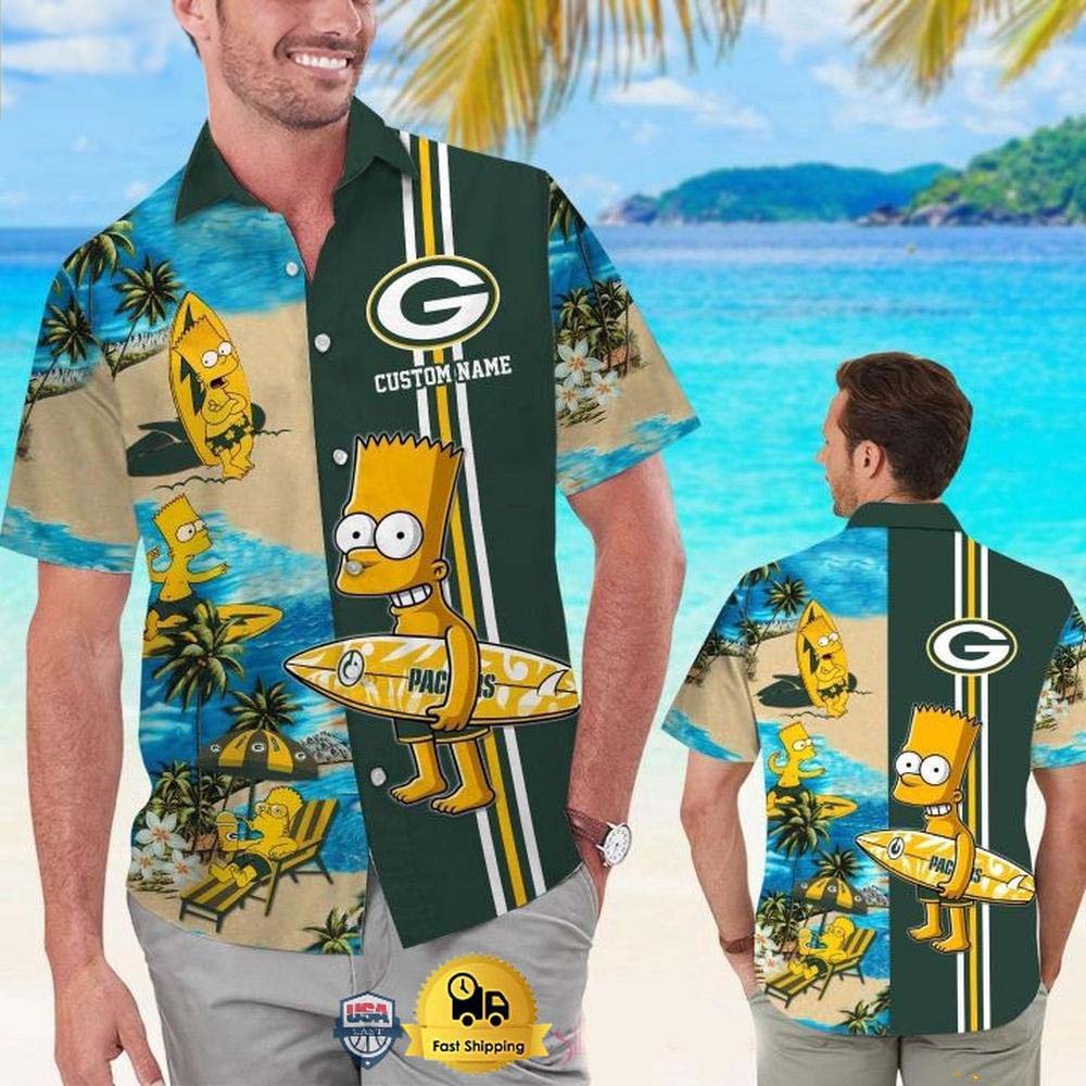 personalized green bay packers special bart simpson tropical hawaiian shirt cwqcs