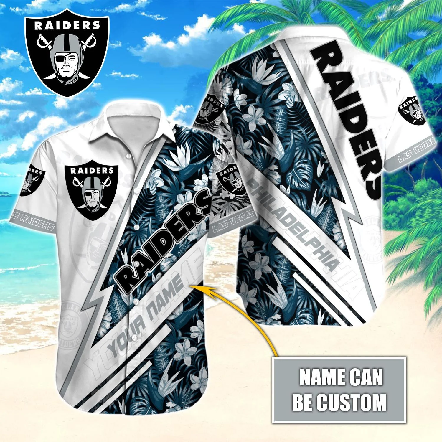 personalized las vegas raiders tropical lightning hawaiian shirt fs7rm