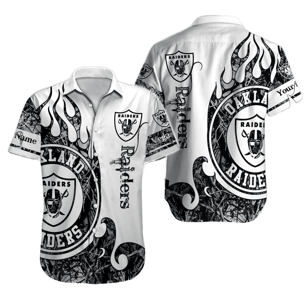 personalized las vegas raiders vintage flame hawaiian shirt