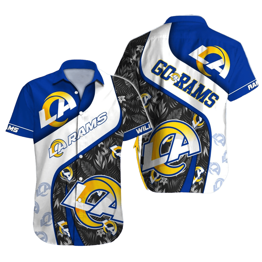 personalized los angeles rams bold wave hawaiian shirt bjwl8