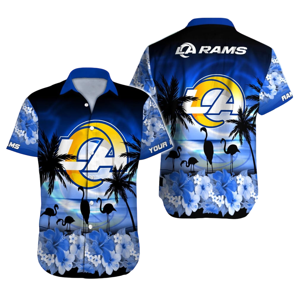 personalized los angeles rams flamingo dusk hawaiian shirt el0rq