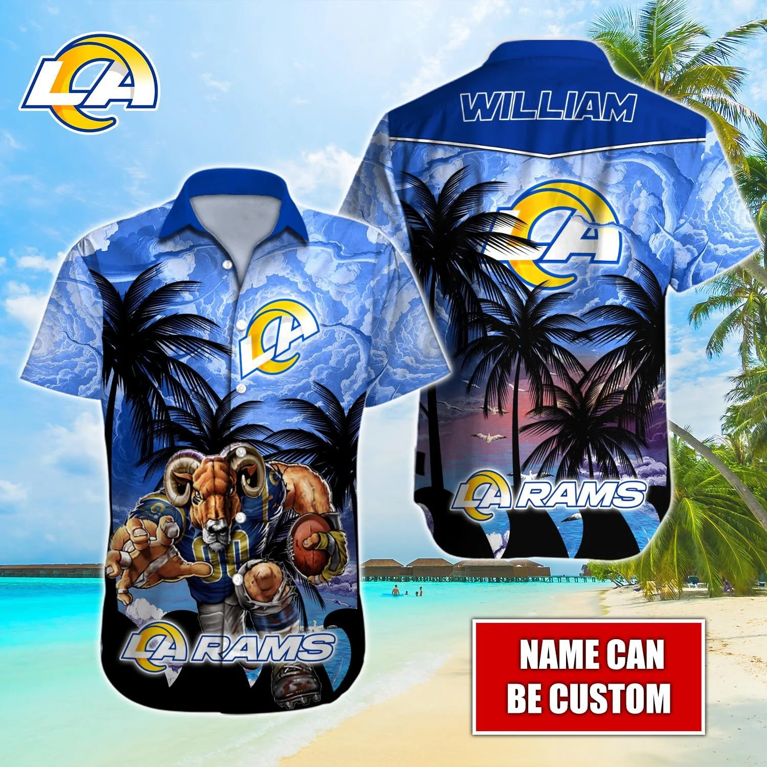 personalized los angeles rams stormy sunset hawaiian shirt zp6an