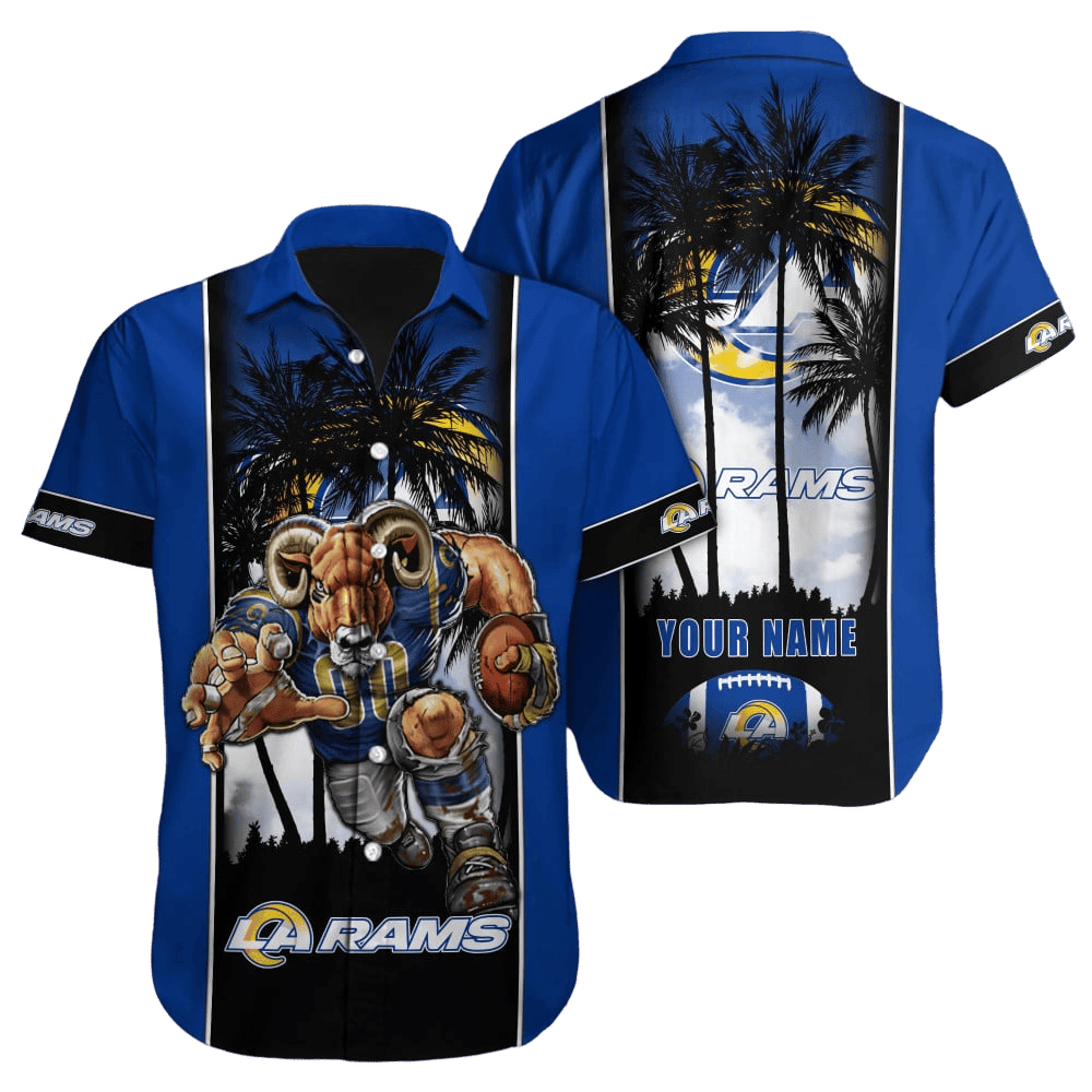 personalized los angeles rams sunset palm hawaiian shirt s39my