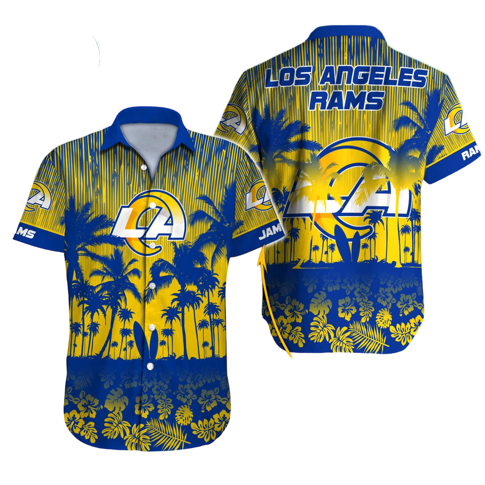 personalized los angeles rams sunset paradise hawaiian shirt t3y6b