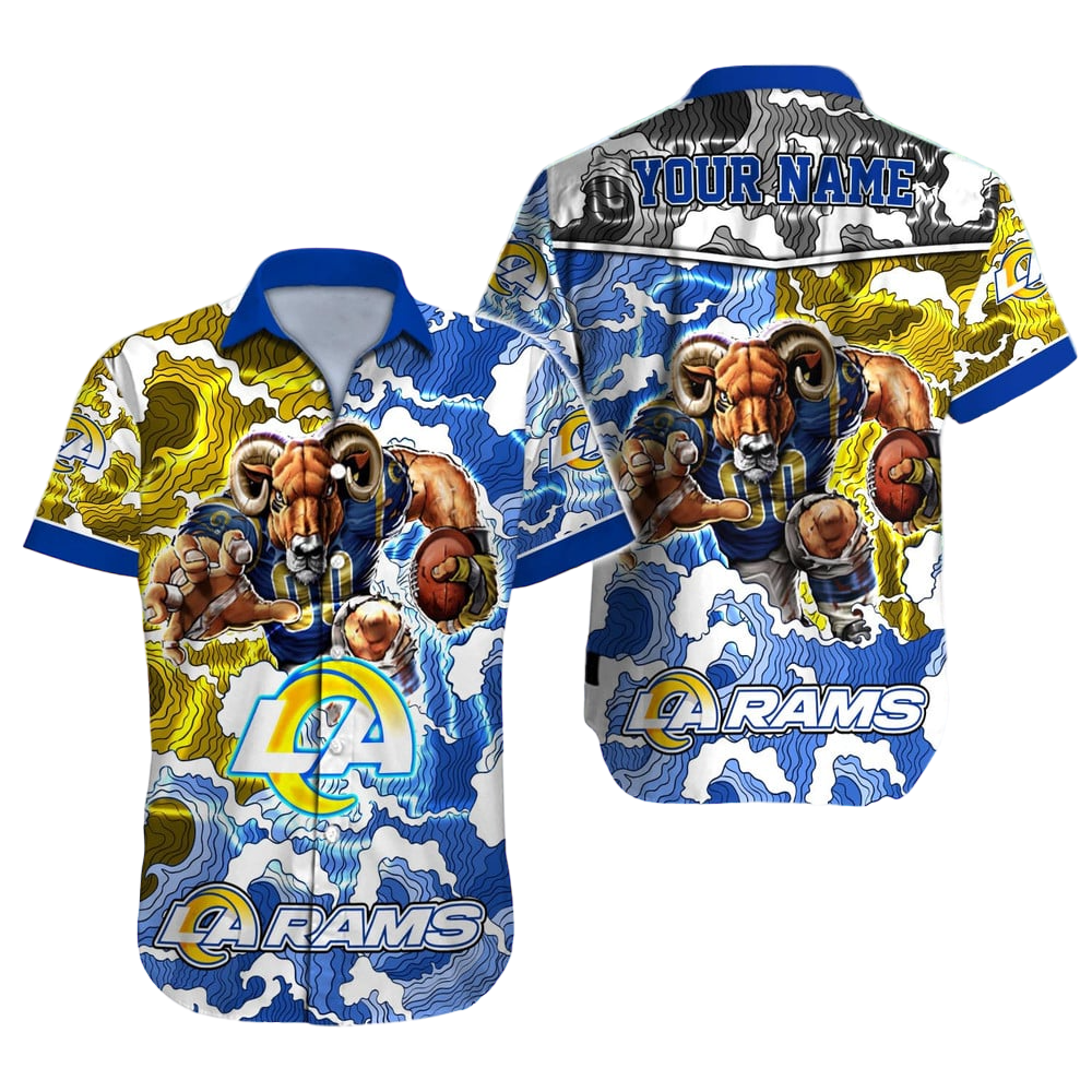 personalized los angeles rams thunder charge hawaiian shirt ye5eq