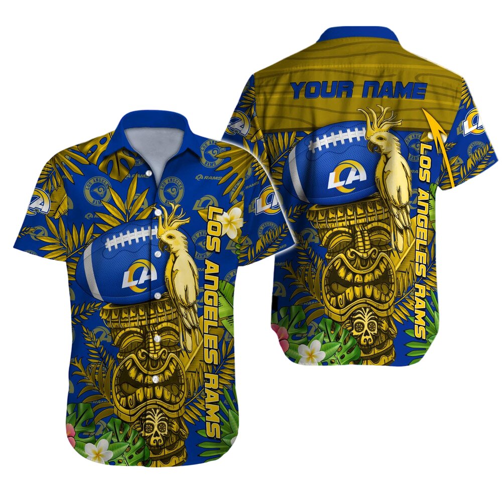 personalized los angeles rams tribal tropics hawaiian shirt 04qnu