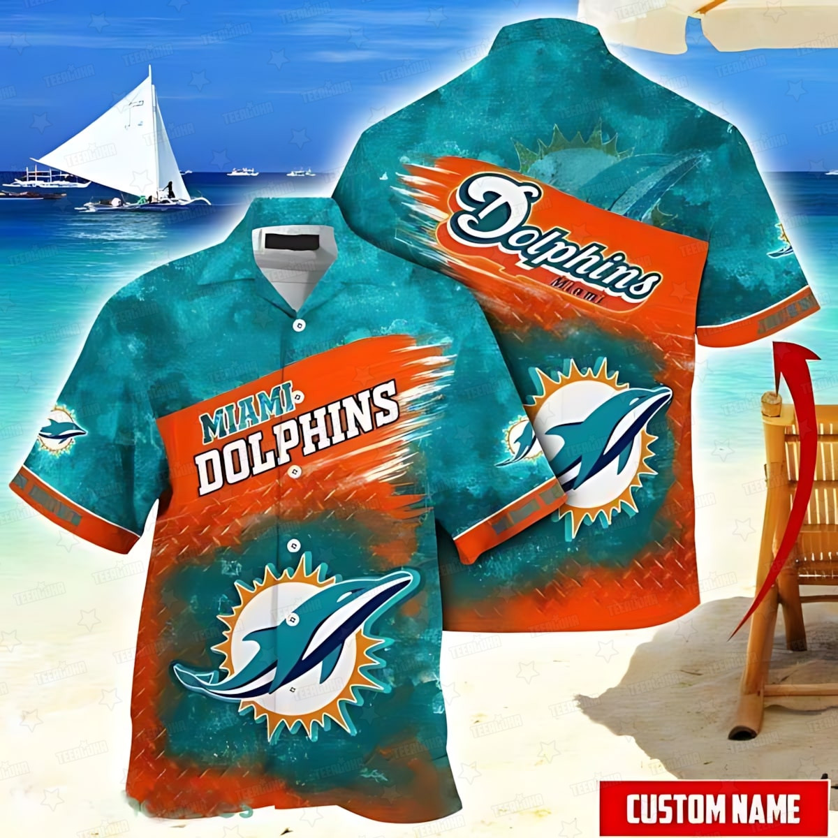 personalized miami dolphins sunset wave hawaiian shirt hu4ba