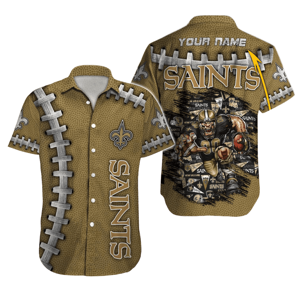 personalized new orleans saints gridiron stitch hawaiian shirt