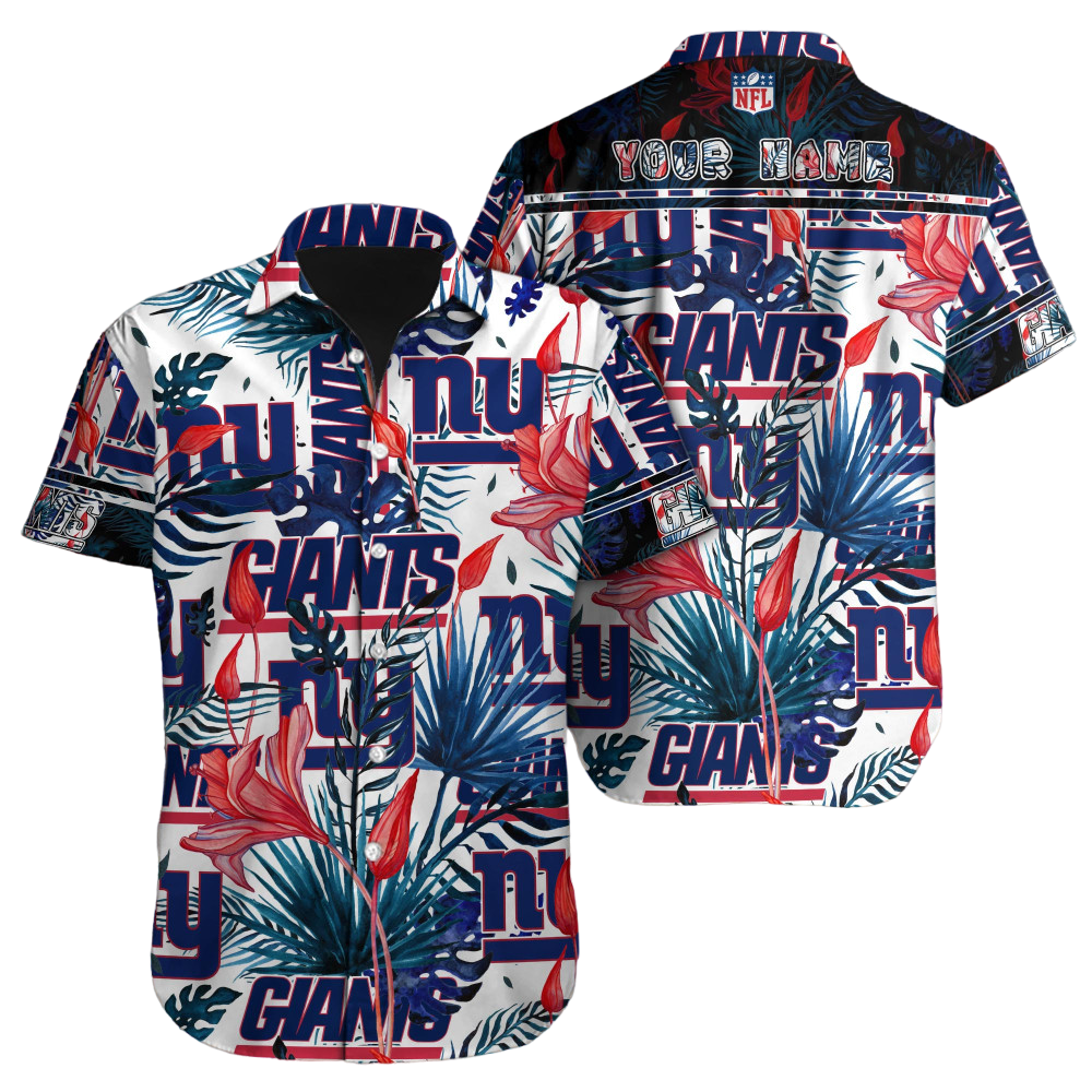 personalized new york giants floral frenzy hawaiian shirt