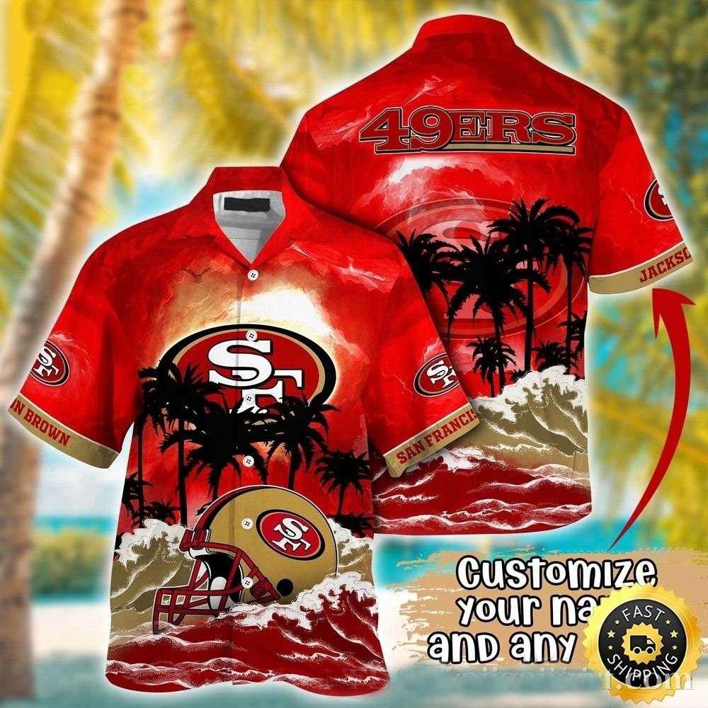 personalized san francisco 49ers sunset palms hawaiian shirt 98s17