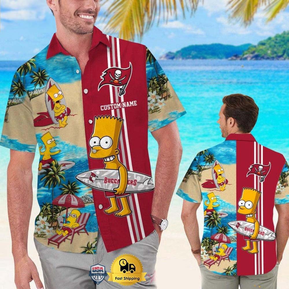 personalized tampa bay buccaneers bart simpson tropical hawaiian shirt yok88