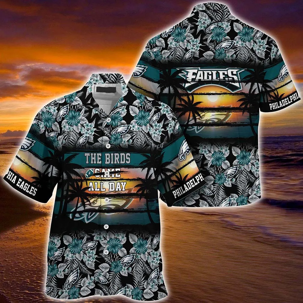 philadelphia eagles birds all day sunset hawaiian shirt a6wfj