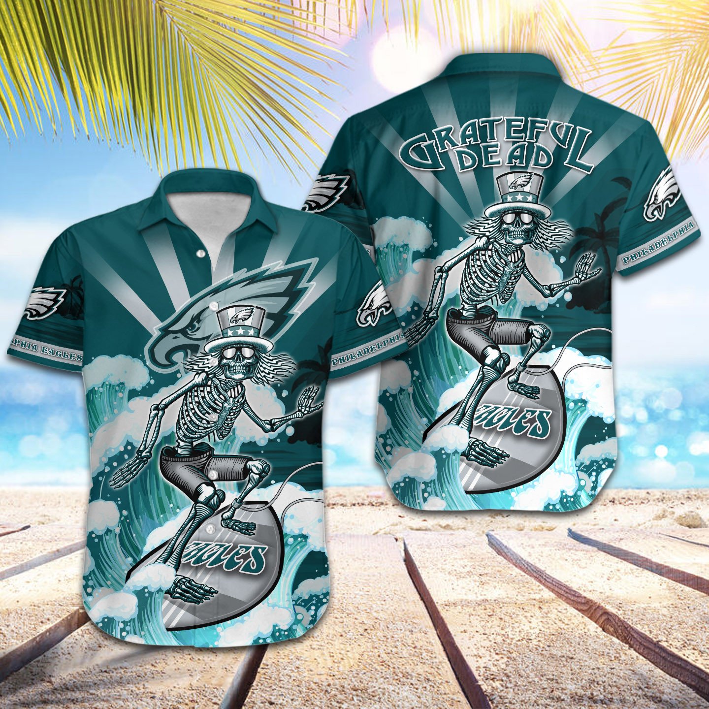 philadelphia eagles grateful dead surfing hawaiian shirt rip9l