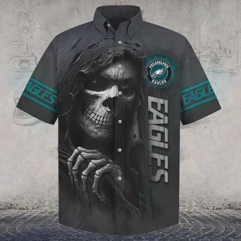 philadelphia eagles grim reaper graphic hawaiian shirt fw5ug